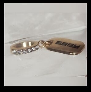 Effy tag charm, with rhinestones. Goldtone
